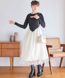 titty＆Co. PETIT | デコルテオープンチュールドッキングワンピース(ワンピース)