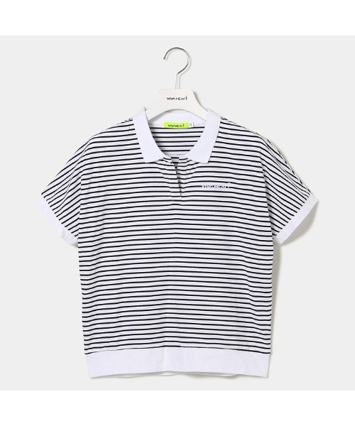 VIVA HEART(ビバハート)の「【VIVA HEART/GOLF】コットンベア天ボーダースキッパー半袖ポロ(ポロシャツ・レディース・レッド/オフホワイト/ブラック・42/40/38)」の2枚目の写真