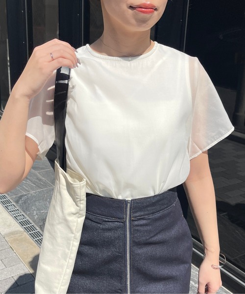 Meli rich（メリーリッチ）の「シアードッキングTシャツ（Tシャツ/カットソー・レディース・ブラック/オフホワイト/グレー/ネイビー・FREE）」の6枚目の写真