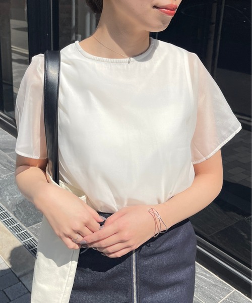 Meli rich（メリーリッチ）の「シアードッキングTシャツ（Tシャツ/カットソー・レディース・ブラック/オフホワイト/グレー/ネイビー・FREE）」の7枚目の写真