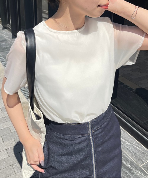 Meli rich（メリーリッチ）の「シアードッキングTシャツ（Tシャツ/カットソー・レディース・ブラック/オフホワイト/グレー/ネイビー・FREE）」の8枚目の写真