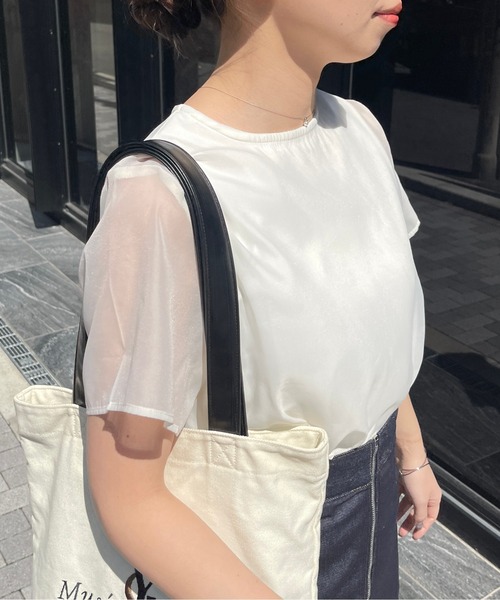 Meli rich（メリーリッチ）の「シアードッキングTシャツ（Tシャツ/カットソー・レディース・ブラック/オフホワイト/グレー/ネイビー・FREE）」の9枚目の写真