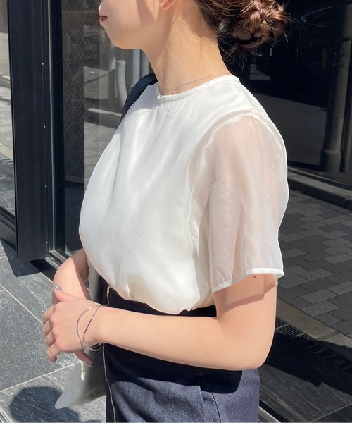 Meli rich（メリーリッチ）の「シアードッキングTシャツ（Tシャツ/カットソー・レディース・ブラック/オフホワイト/グレー/ネイビー・FREE）」の12枚目の写真