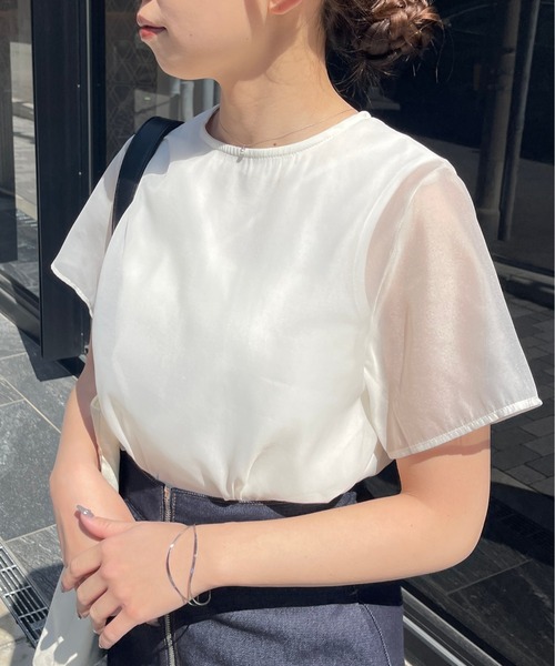 Meli rich（メリーリッチ）の「シアードッキングTシャツ（Tシャツ/カットソー・レディース・ブラック/オフホワイト/グレー/ネイビー・FREE）」の13枚目の写真