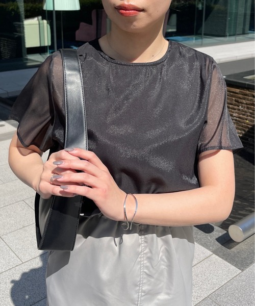 Meli rich（メリーリッチ）の「シアードッキングTシャツ（Tシャツ/カットソー・レディース・ブラック/オフホワイト/グレー/ネイビー・FREE）」の19枚目の写真