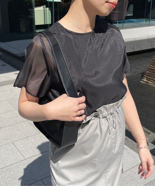 Meli rich（メリーリッチ）の「シアードッキングTシャツ（Tシャツ/カットソー・レディース・ブラック/オフホワイト/グレー/ネイビー・FREE）」の20枚目の写真