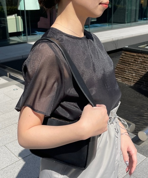 Meli rich（メリーリッチ）の「シアードッキングTシャツ（Tシャツ/カットソー・レディース・ブラック/オフホワイト/グレー/ネイビー・FREE）」の21枚目の写真