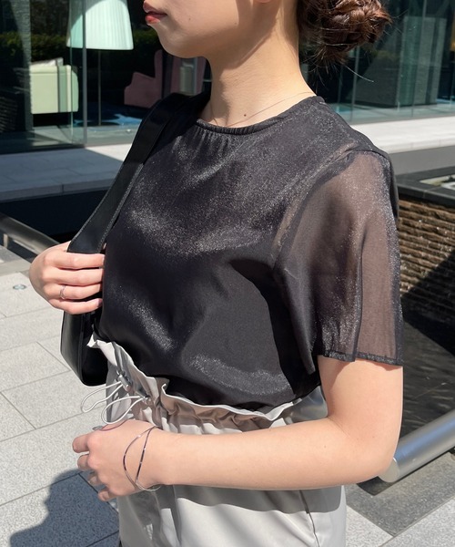 Meli rich（メリーリッチ）の「シアードッキングTシャツ（Tシャツ/カットソー・レディース・ブラック/オフホワイト/グレー/ネイビー・FREE）」の22枚目の写真