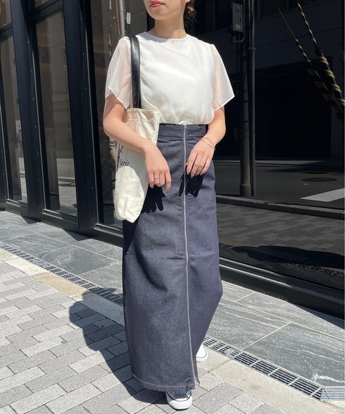 Meli rich（メリーリッチ）の「シアードッキングTシャツ（Tシャツ/カットソー・レディース・ブラック/オフホワイト/グレー/ネイビー・FREE）」の14枚目の写真