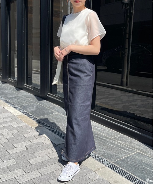 Meli rich（メリーリッチ）の「シアードッキングTシャツ（Tシャツ/カットソー・レディース・ブラック/オフホワイト/グレー/ネイビー・FREE）」の18枚目の写真