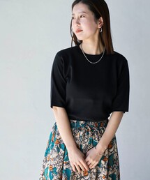 サラコソウバリクルー5分袖サマーニット