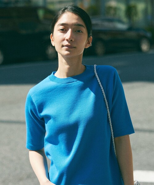 coen（コーエン）の「サラコソウバリクルー5分袖サマーニット（ニット/セーター・レディース・ブラック/グレー/モカ/コバルトブルー・M/L）」の5枚目の写真