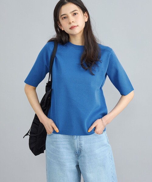 coen（コーエン）の「サラコソウバリクルー5分袖サマーニット（ニット/セーター・レディース・ブラック/グレー/モカ/コバルトブルー・M/L）」の7枚目の写真