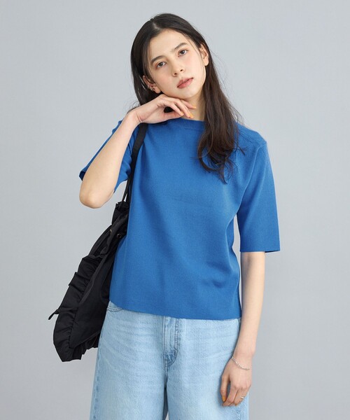 coen（コーエン）の「サラコソウバリクルー5分袖サマーニット（ニット/セーター・レディース・ブラック/グレー/モカ/コバルトブルー・M/L）」の8枚目の写真