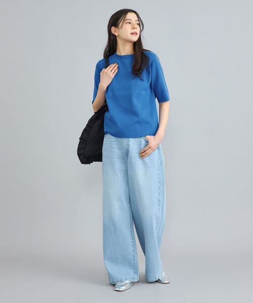 coen（コーエン）の「サラコソウバリクルー5分袖サマーニット（ニット/セーター・レディース・ブラック/グレー/モカ/コバルトブルー・M/L）」の13枚目の写真