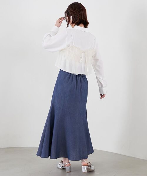 MAJESTIC LEGON（マジェスティックレゴン）の「チュールビスチェセットアップシャツ（シャツ/ブラウス・レディース・アイボリー/ピンクベージュ/ライトグレー・MEDIUM）」の7枚目の写真