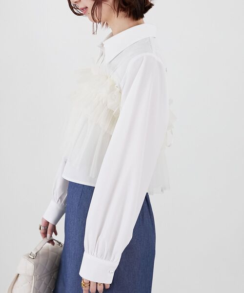 MAJESTIC LEGON（マジェスティックレゴン）の「チュールビスチェセットアップシャツ（シャツ/ブラウス・レディース・アイボリー/ピンクベージュ/ライトグレー・MEDIUM）」の10枚目の写真