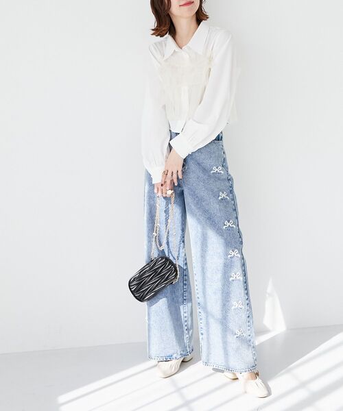 MAJESTIC LEGON（マジェスティックレゴン）の「チュールビスチェセットアップシャツ（シャツ/ブラウス・レディース・アイボリー/ピンクベージュ/ライトグレー・MEDIUM）」の12枚目の写真