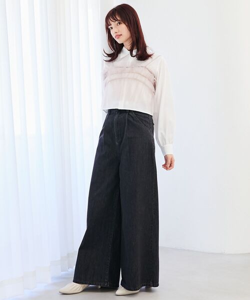 MAJESTIC LEGON（マジェスティックレゴン）の「チュールビスチェセットアップシャツ（シャツ/ブラウス・レディース・アイボリー/ピンクベージュ/ライトグレー・MEDIUM）」の15枚目の写真