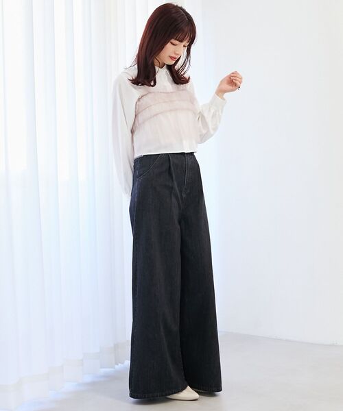 MAJESTIC LEGON（マジェスティックレゴン）の「チュールビスチェセットアップシャツ（シャツ/ブラウス・レディース・アイボリー/ピンクベージュ/ライトグレー・MEDIUM）」の16枚目の写真