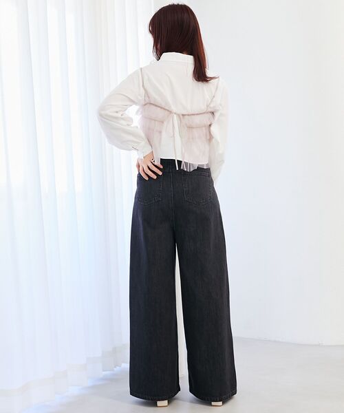 MAJESTIC LEGON（マジェスティックレゴン）の「チュールビスチェセットアップシャツ（シャツ/ブラウス・レディース・アイボリー/ピンクベージュ/ライトグレー・MEDIUM）」の17枚目の写真