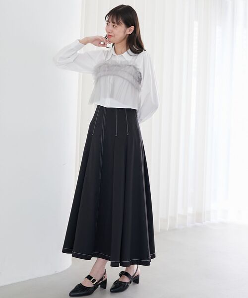 MAJESTIC LEGON（マジェスティックレゴン）の「チュールビスチェセットアップシャツ（シャツ/ブラウス・レディース・アイボリー/ピンクベージュ/ライトグレー・MEDIUM）」の22枚目の写真