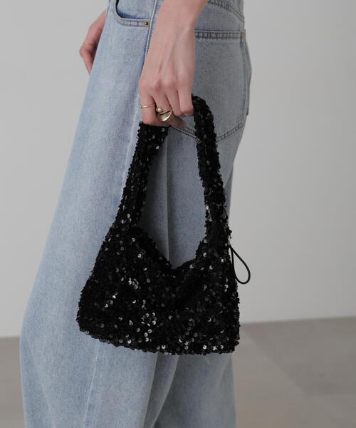 FREE'S MART(フリーズマート)の「スパンコールワンハンドルバッグ(ハンドバッグ・レディース・ブラック/シルバー・フリ-)」の3枚目の写真