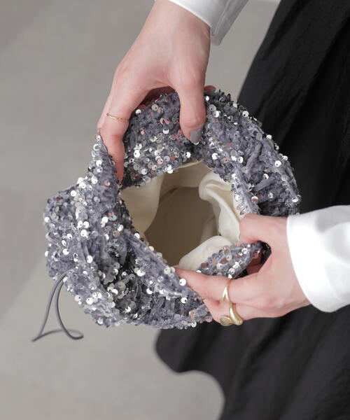 FREE'S MART(フリーズマート)の「スパンコールワンハンドルバッグ(ハンドバッグ・レディース・ブラック/シルバー・フリ-)」の9枚目の写真