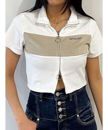 EMODA（エモダ）の「パイルジップカラートップ（Tシャツ/カットソー）」