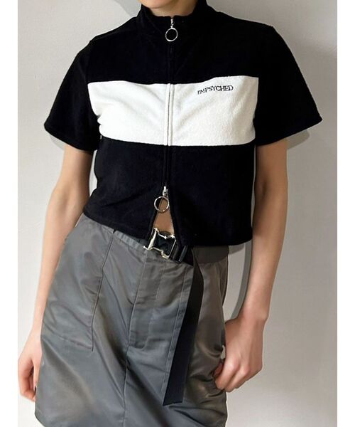 EMODA（エモダ）の「パイルジップカラートップ（Tシャツ/カットソー・レディース・ブラック/ネイビー/ホワイト・FREE）」の4枚目の写真