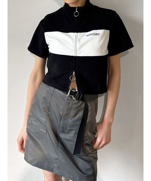 EMODA（エモダ）の「パイルジップカラートップ（Tシャツ/カットソー・レディース・ブラック/ネイビー/ホワイト・FREE）」の5枚目の写真