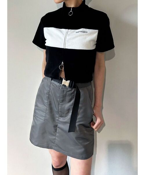 EMODA（エモダ）の「パイルジップカラートップ（Tシャツ/カットソー・レディース・ブラック/ネイビー/ホワイト・FREE）」の6枚目の写真