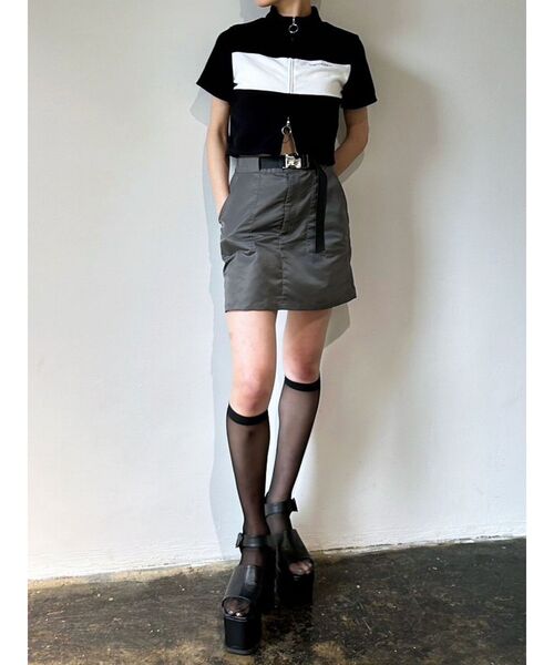 EMODA（エモダ）の「パイルジップカラートップ（Tシャツ/カットソー・レディース・ブラック/ネイビー/ホワイト・FREE）」の8枚目の写真