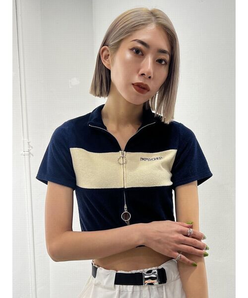 EMODA（エモダ）の「パイルジップカラートップ（Tシャツ/カットソー・レディース・ブラック/ネイビー/ホワイト・FREE）」の13枚目の写真