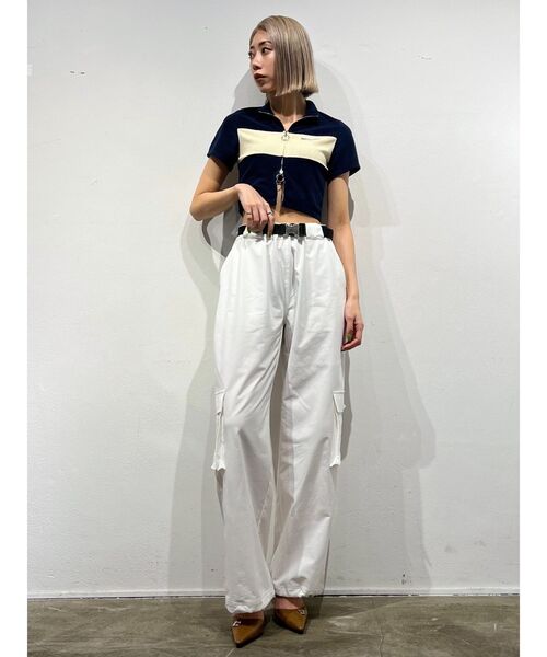 EMODA（エモダ）の「パイルジップカラートップ（Tシャツ/カットソー・レディース・ブラック/ネイビー/ホワイト・FREE）」の17枚目の写真