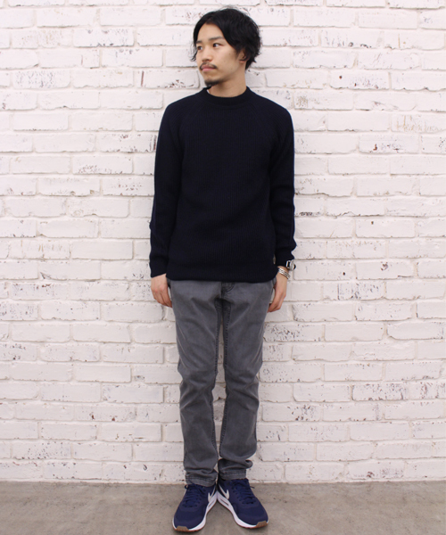 CIAOPANIC（チャオパニック）の「【Ciaopanic】AC/W畦編みハイネック（ニット/セーター・メンズ・グリーン/ネイビー/ブラック/グレー/アイボリー/キャメル・MEDIUM/LARGE）」の9枚目の写真