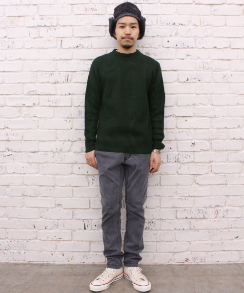 CIAOPANIC（チャオパニック）の「【Ciaopanic】AC/W畦編みハイネック（ニット/セーター・メンズ・グリーン/ネイビー/ブラック/グレー/アイボリー/キャメル・MEDIUM/LARGE）」の10枚目の写真