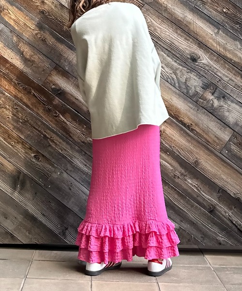 mi via loca（ミヴィアロカ）の「ジャガードレース フリル ペプラムスカート（スカート・レディース・グリーン/ピンク/ブラック・FREE）」の18枚目の写真