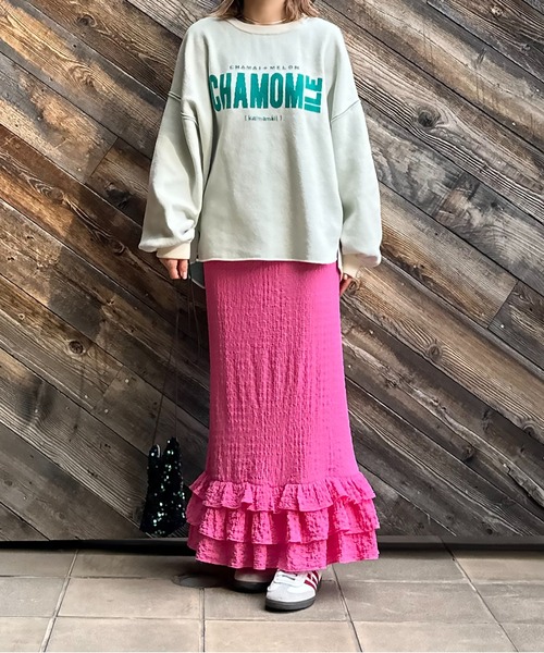 mi via loca（ミヴィアロカ）の「ジャガードレース フリル ペプラムスカート（スカート・レディース・グリーン/ピンク/ブラック・FREE）」の15枚目の写真