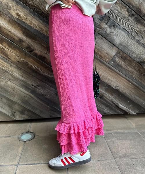 mi via loca（ミヴィアロカ）の「ジャガードレース フリル ペプラムスカート（スカート・レディース・グリーン/ピンク/ブラック・FREE）」の13枚目の写真