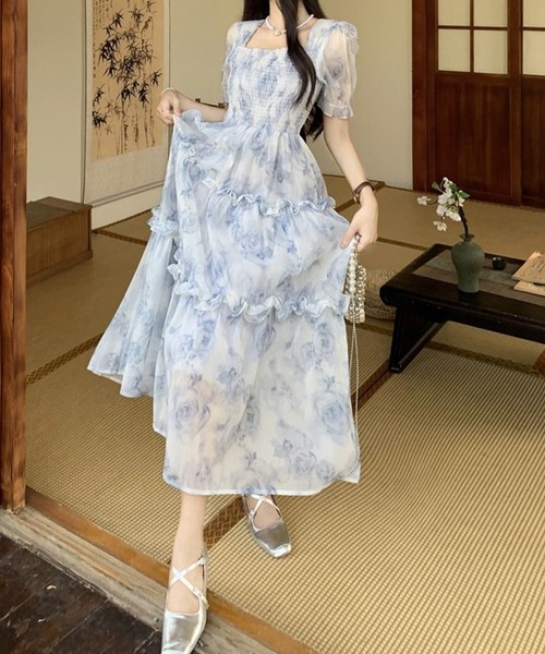 Twinkle;pm(トゥインクルピーエム)の「フラワーシアーワンピース(ワンピース・レディース・ブルー系その他・SMALL/MEDIUM/LARGE/X-LARGE)」の4枚目の写真