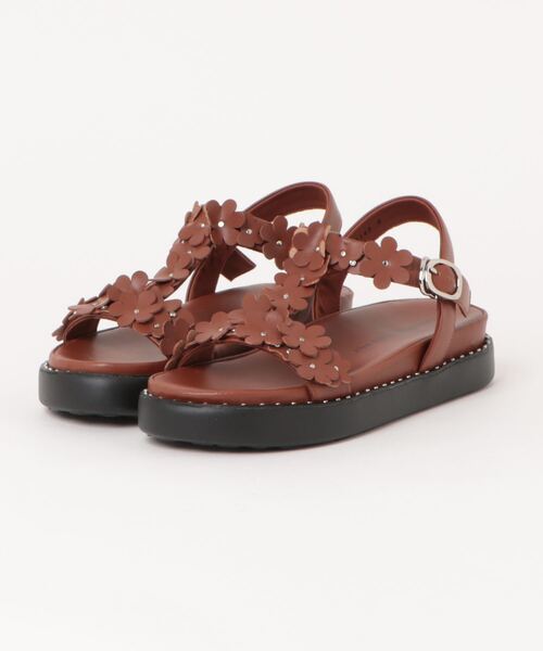 tsumori chisato WALK(ツモリチサトウォーク)の「小花モチーフTストラップフットベッドサンダル(サンダル・レディース・ブラック/ブラウン/ホワイト・L(24.5cm)/M(23.5cm)/S(22.5cm))」の3枚目の写真