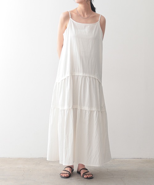 for/c（フォーシー）の「ティアードキャミワンピース【オーガニック】（ワンピース・レディース・チャコールグレー/ホワイト・M/L）」の16枚目の写真