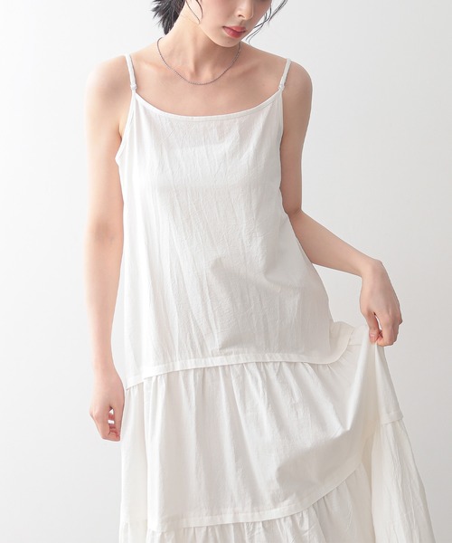 for/c（フォーシー）の「ティアードキャミワンピース【オーガニック】（ワンピース・レディース・チャコールグレー/ホワイト・M/L）」の10枚目の写真