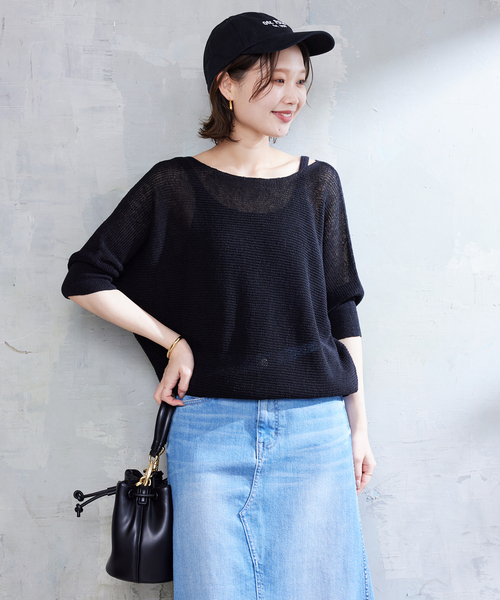 SLOBE IENA(スローブイエナ)の「リネン混ドルマンスリーブニット(ニット/セーター・レディース・ブラック/ホワイト/ベージュ・FREE)」の17枚目の写真