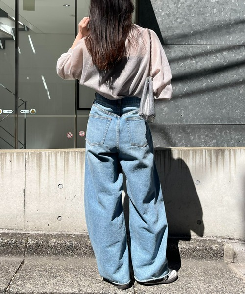 CIAOPANIC TYPY(チャオパニックティピー)の「配色ボリュームラメニットシアーTee(ニット/セーター・レディース・サックスブルー/オフホワイト/グレー/ピンク/ブラック・ONE SIZE)」の16枚目の写真