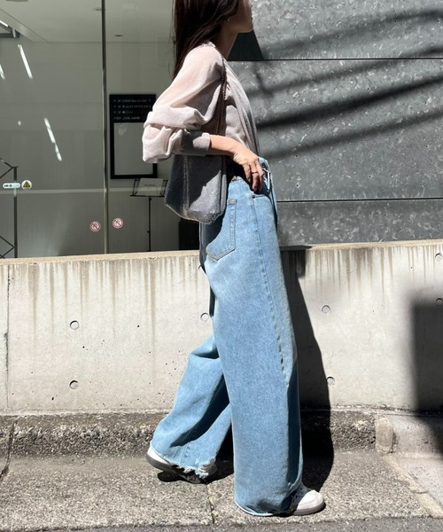 CIAOPANIC TYPY(チャオパニックティピー)の「配色ボリュームラメニットシアーTee(ニット/セーター・レディース・サックスブルー/オフホワイト/グレー/ピンク/ブラック・ONE SIZE)」の17枚目の写真