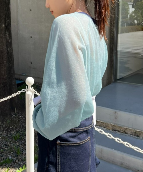 CIAOPANIC TYPY(チャオパニックティピー)の「配色ボリュームラメニットシアーTee(ニット/セーター・レディース・サックスブルー/オフホワイト/グレー/ピンク/ブラック・ONE SIZE)」の19枚目の写真