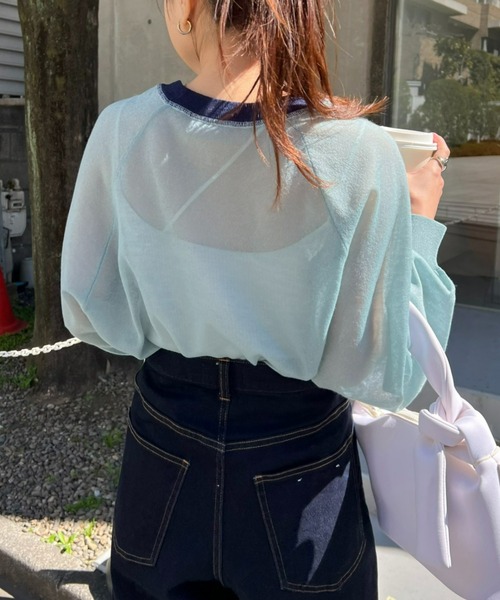 CIAOPANIC TYPY(チャオパニックティピー)の「配色ボリュームラメニットシアーTee(ニット/セーター・レディース・サックスブルー/オフホワイト/グレー/ピンク/ブラック・ONE SIZE)」の20枚目の写真