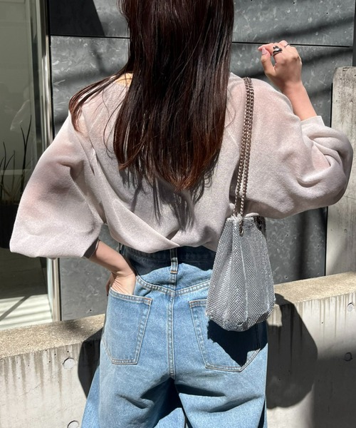 CIAOPANIC TYPY(チャオパニックティピー)の「配色ボリュームラメニットシアーTee(ニット/セーター・レディース・サックスブルー/オフホワイト/グレー/ピンク/ブラック・ONE SIZE)」の12枚目の写真